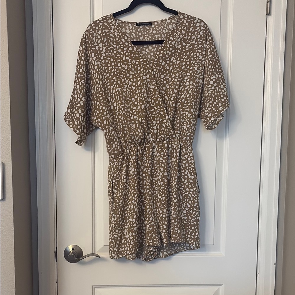 Brown and White Patterned Romper